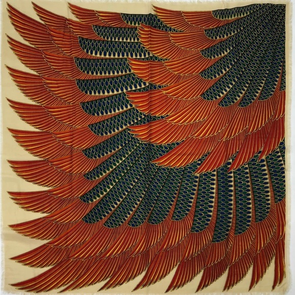 1976 The Treasures of Tutankhamun Vibrant Orange and Blue Patterned Fabric 100% - Picture 3 of 4